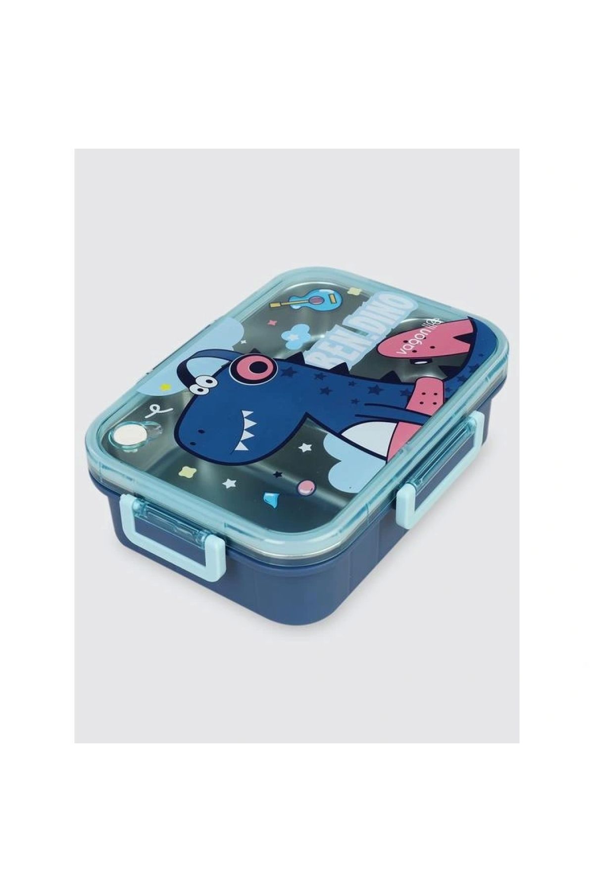 Vagonlife Bento 750ml Lunchbox Sevimli Dostlar Tek Katlı 3 Bölmeli Paslanmaz Çelik Sefer Tası Yemek
