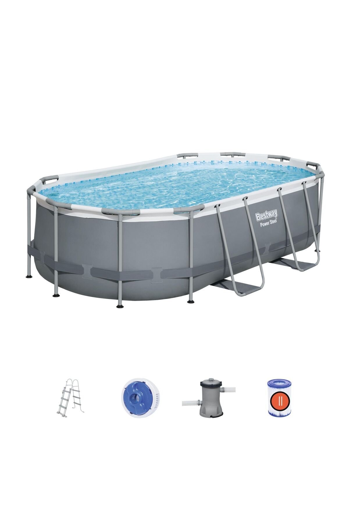 BESTWAY ® 56620 Power Steel™ Prefabrik Yer Üstü Oval Havuz Seti 4,27 M X 2,50 M X 1,00 M