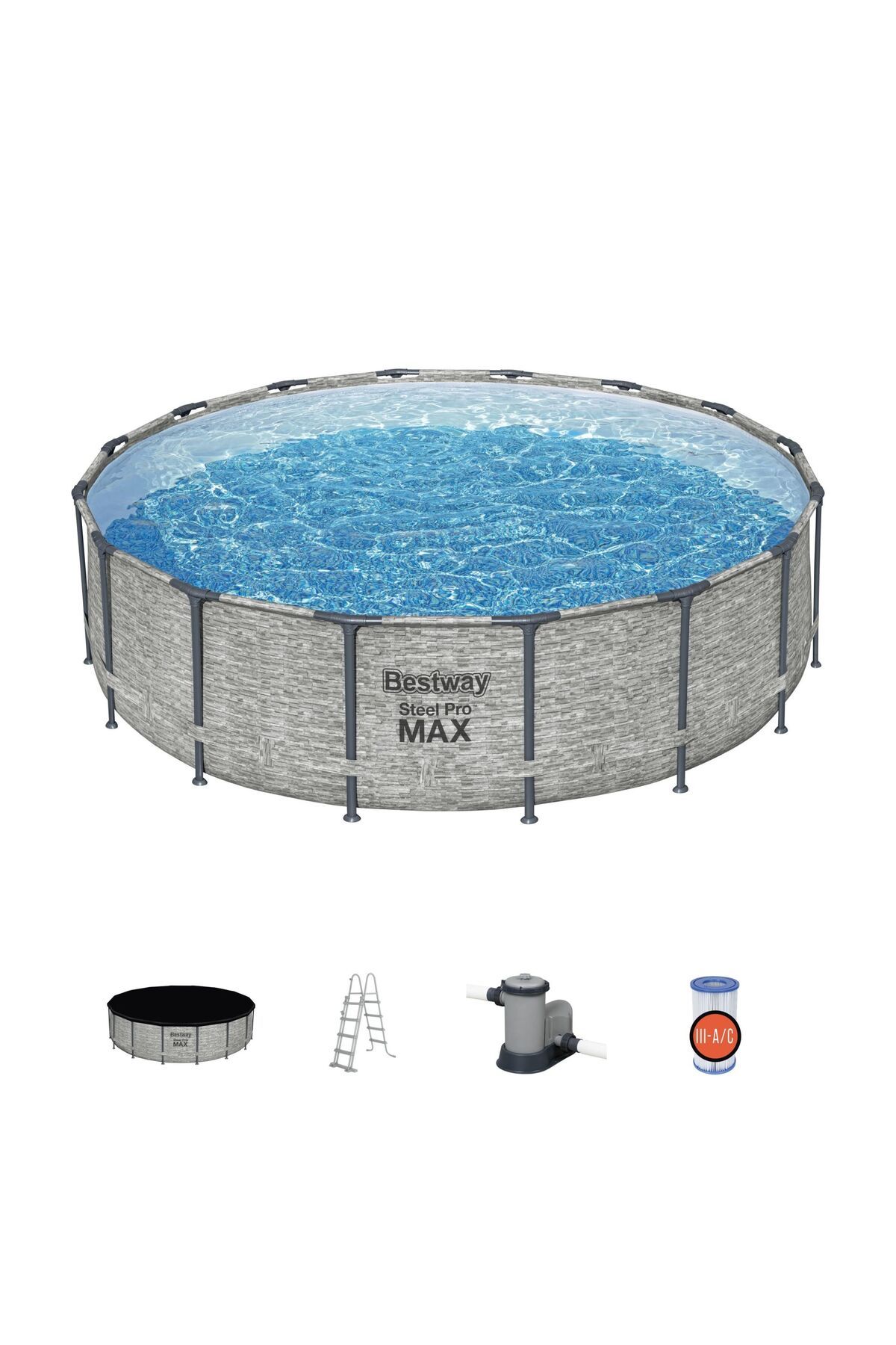 BESTWAY ® 5619e Steel Pro Max™ Prefabrik Yer Üstü Çember Havuz Seti 4,88 M X 1,22 M