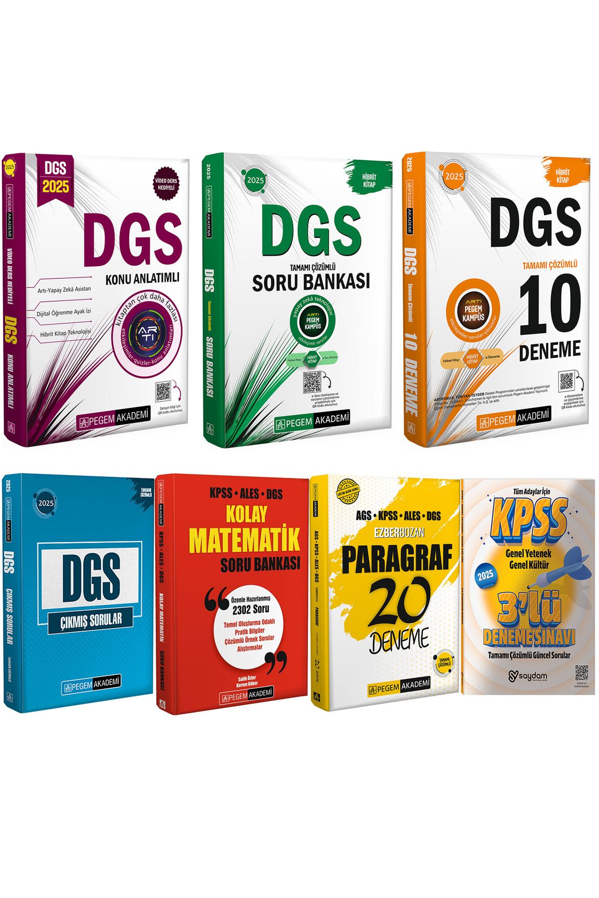 Pegem Akademi Yayıncılık 2025 DGS Konu Anlatımı-Soru Bankası-10 Deneme-Çıkmış Sorular-Paragraf 20 Deneme-Kolay Matematik