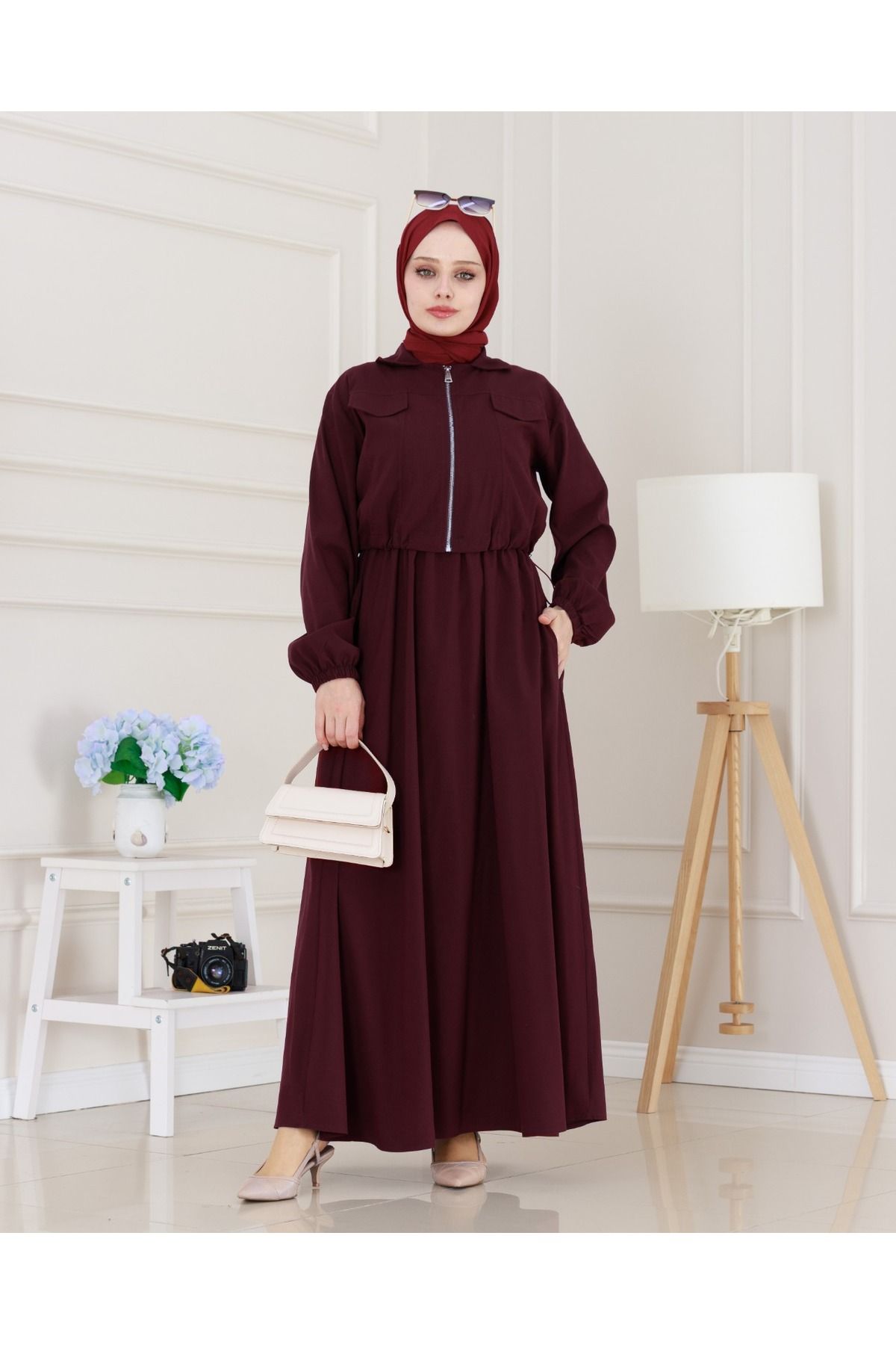 MODA Cepken Detaylı Fermuarlı Elbise Takım