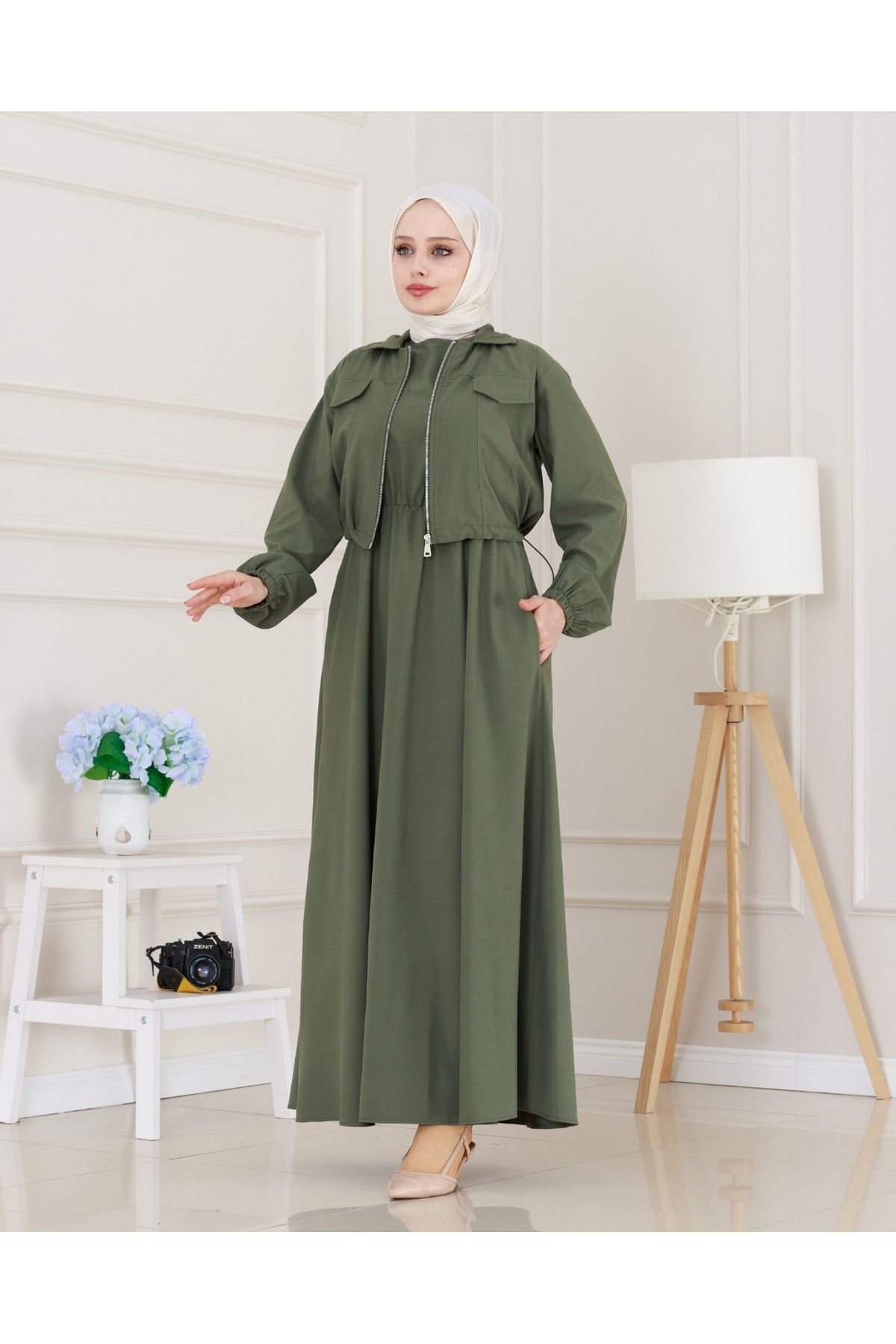 MODA Cepken Detaylı Fermuarlı Elbise Takım