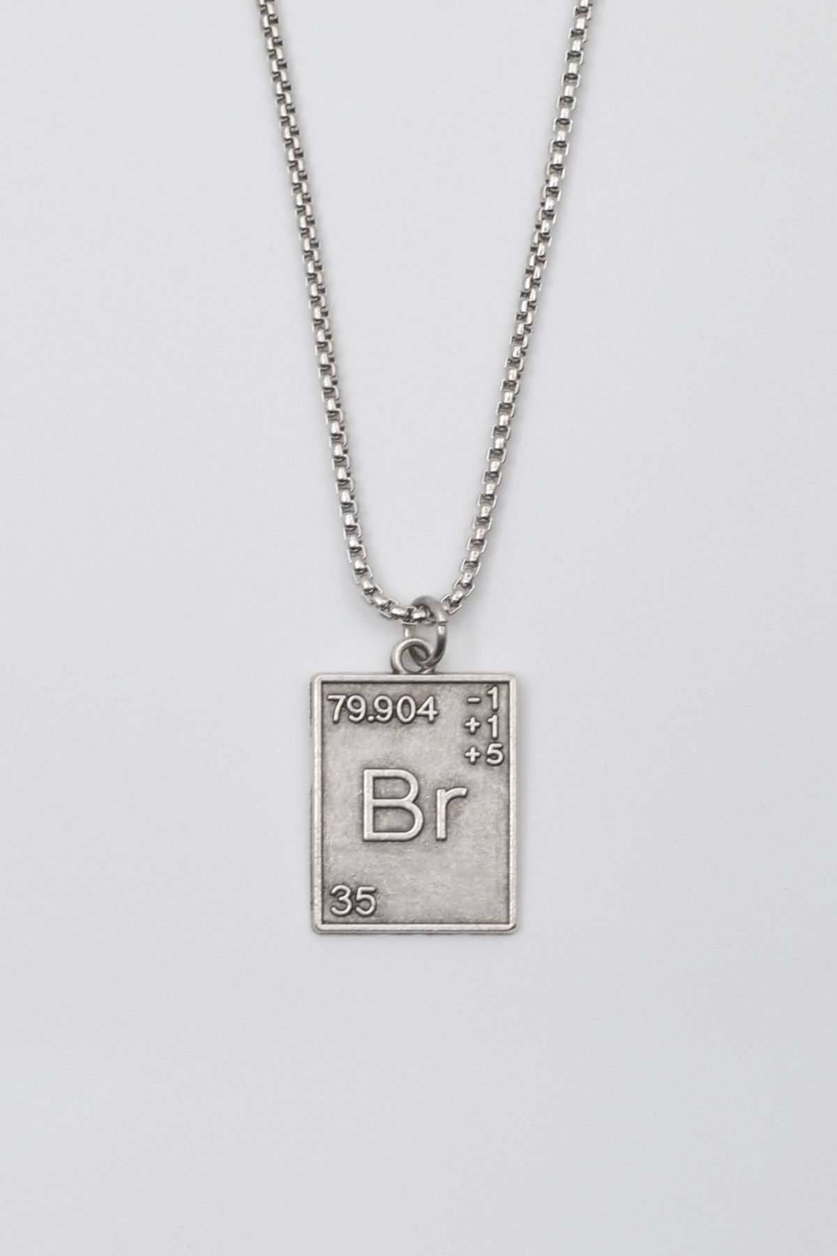 Bu Farklı Breaking Bad Br Element Kolye - Örme İthal Zincirli Unisex Gümüş Kaplama - 60 cm