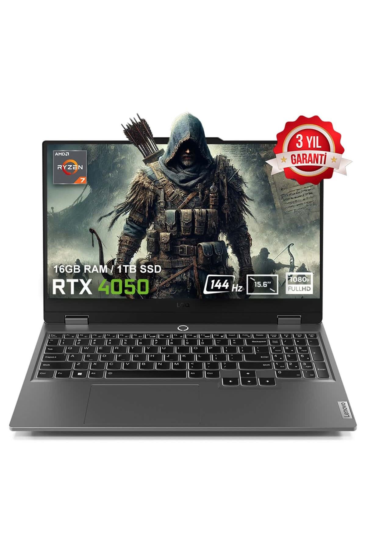 LENOVO LOQ 15ARP9 83JC00E3TRv4 Ryzen 7 16GB DDR5 1TB SSD RTX4050 6GB 15.6 inç 144Hz FHD FDos Laptop