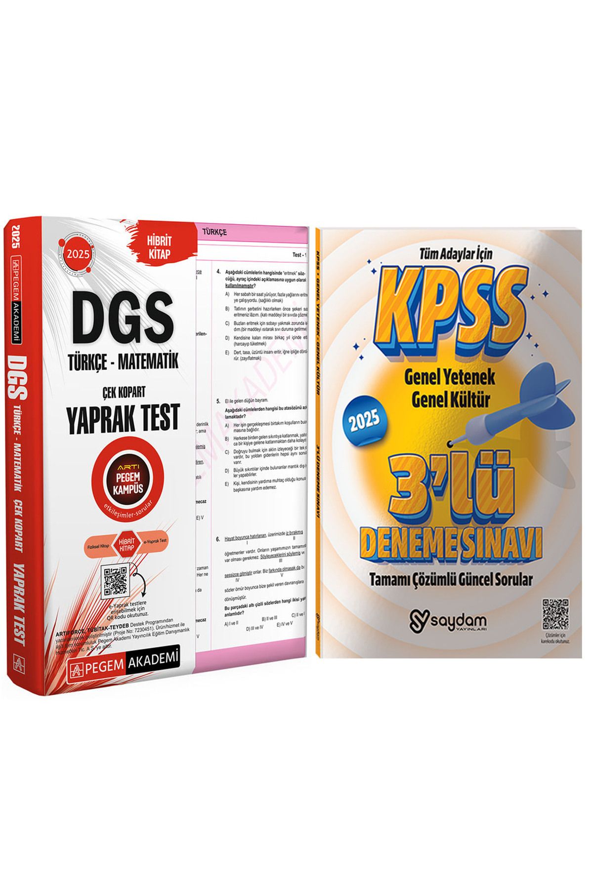 Pegem Akademi Yayıncılık 2025 DGS Çek Kopart Yaprak Test(Hibrit,264 sayfa,1942 soru)-Çözümlü 3 Deneme Hediye