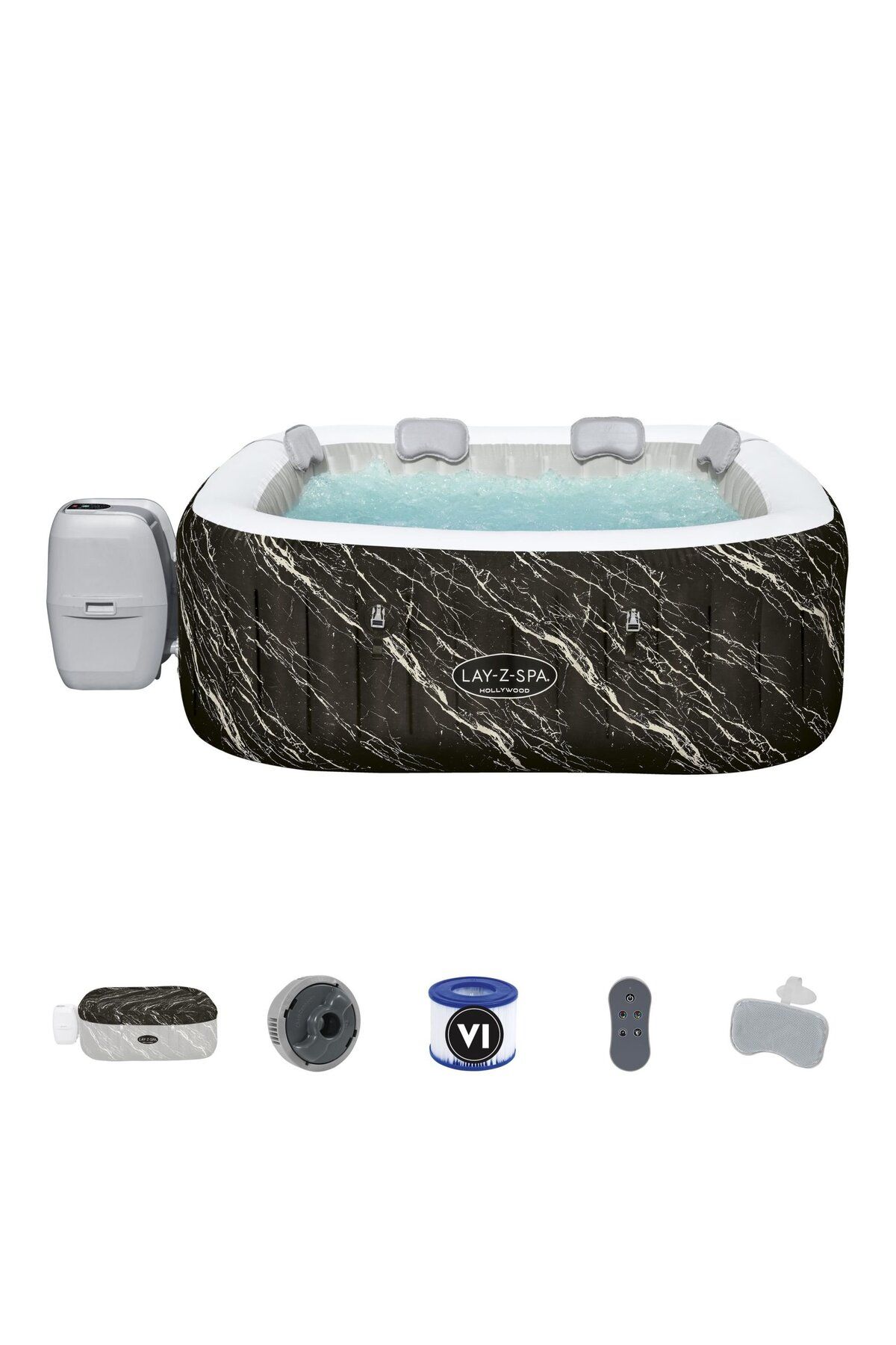BESTWAY Lay-z-spa® 6001f Hollywood Energy-efficient Luxe Airjet™ Şişme Spa Havuzu, Led Işıklı, 4-6 Kişilik