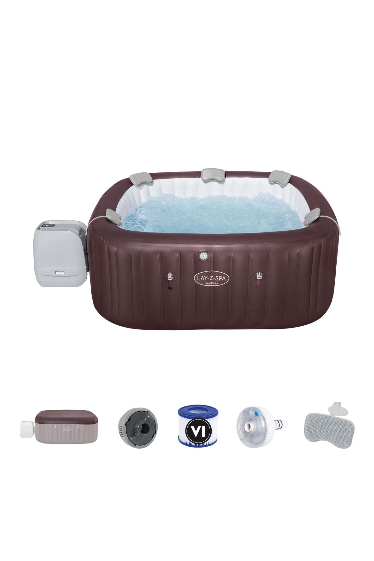 BESTWAY Lay-Z-Spa® Maldives Smart HydroJet Pro™ 6001U Enerji Tasarruflu Şişme Spa Havuzu, Mobil Uygulama Kon