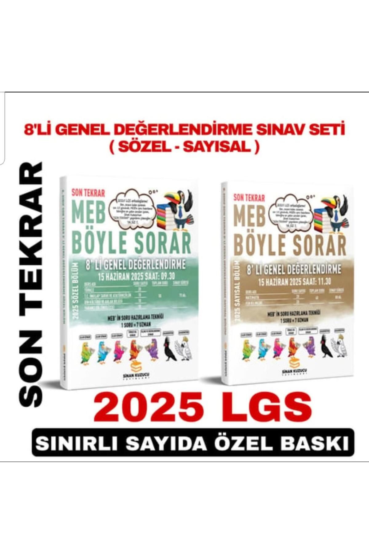 SİNAN KUZUCU YAYINLARI 2025 LGS SON TEKRAR 8'Lİ GENEL DEĞERLENDİRME SINAVI SETİ ( SAYISAL - SÖZEL )