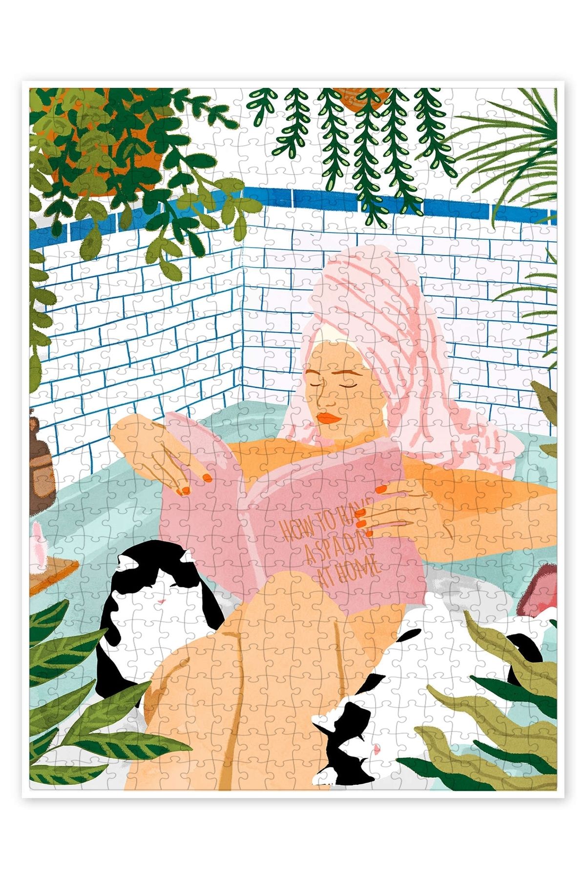 Jeronkarji Evde Spa Günü Nasıl Geçirilir 500 Parça Puzzle Yapboz Kedi Köpek Temalı Doğa ve Orman Hayvanları