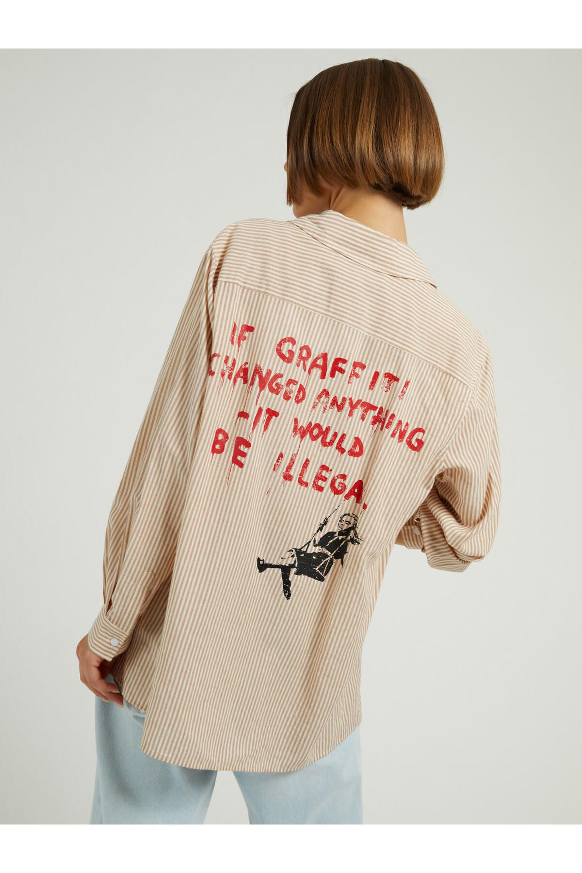 Guess Ls Graffiti Kadın Regular Fit Gömlek