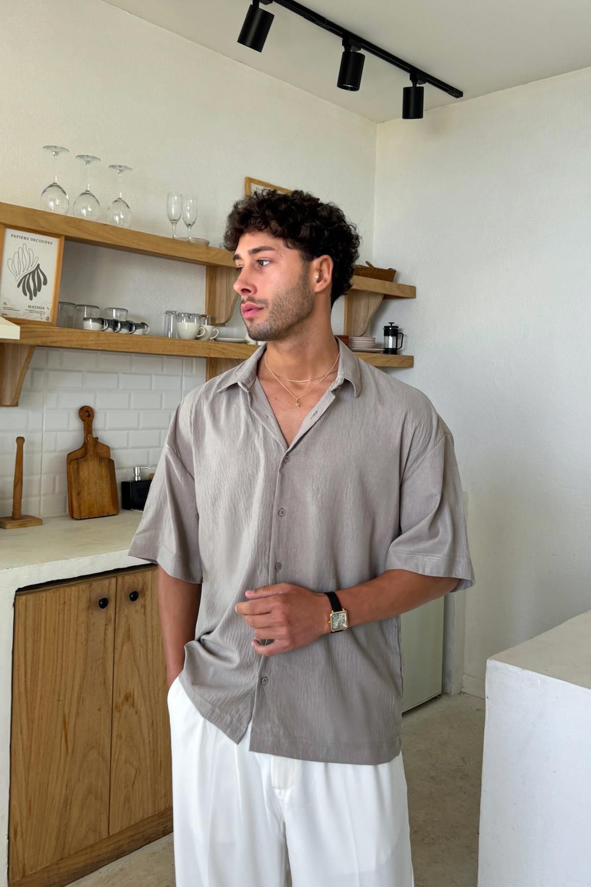 Flaw Wear Açık Kahve Ekstra Rahat Kısa Kol Gömlek