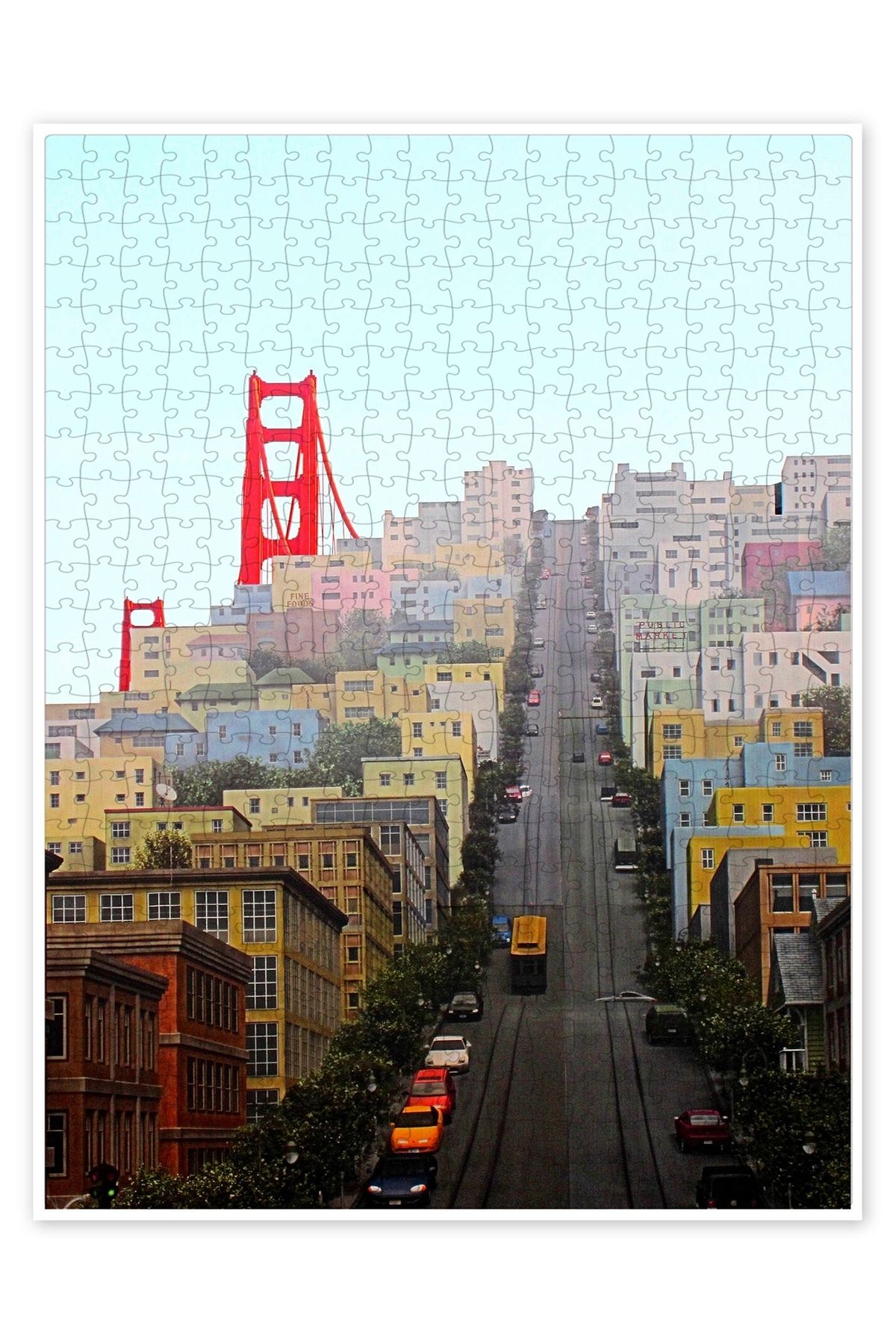 Jeronkarji San Francisco ve Golden Gate Köprüsü 500 Parça Puzzle Yapboz Şehir Manzara Temalı Hobilik