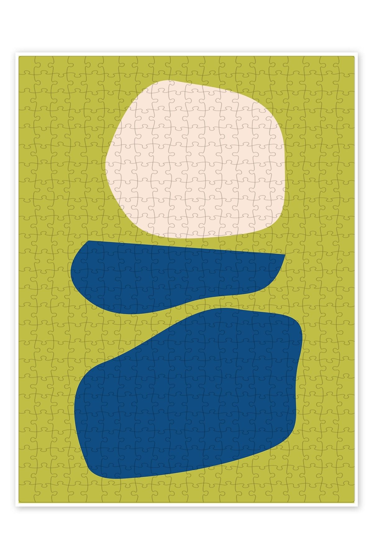Jeronkarji Modern Organik Soyut Şekiller Kireç Yeşili ve Mavi 500 Parça Puzzle Yapboz Bohem Soyut Sanat Temalı