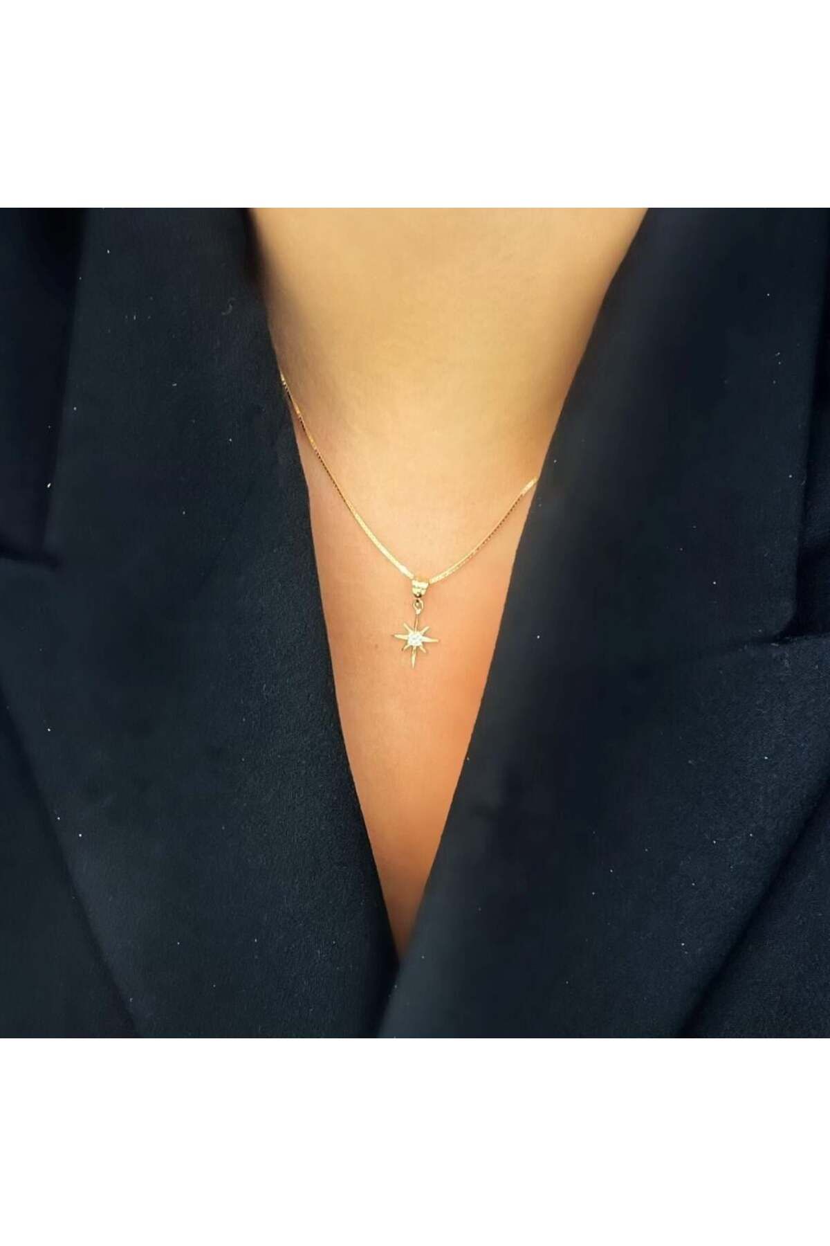 byBurak GOLD Taşlı Kutup Yıldızı Kolye Ucu – KLU0625