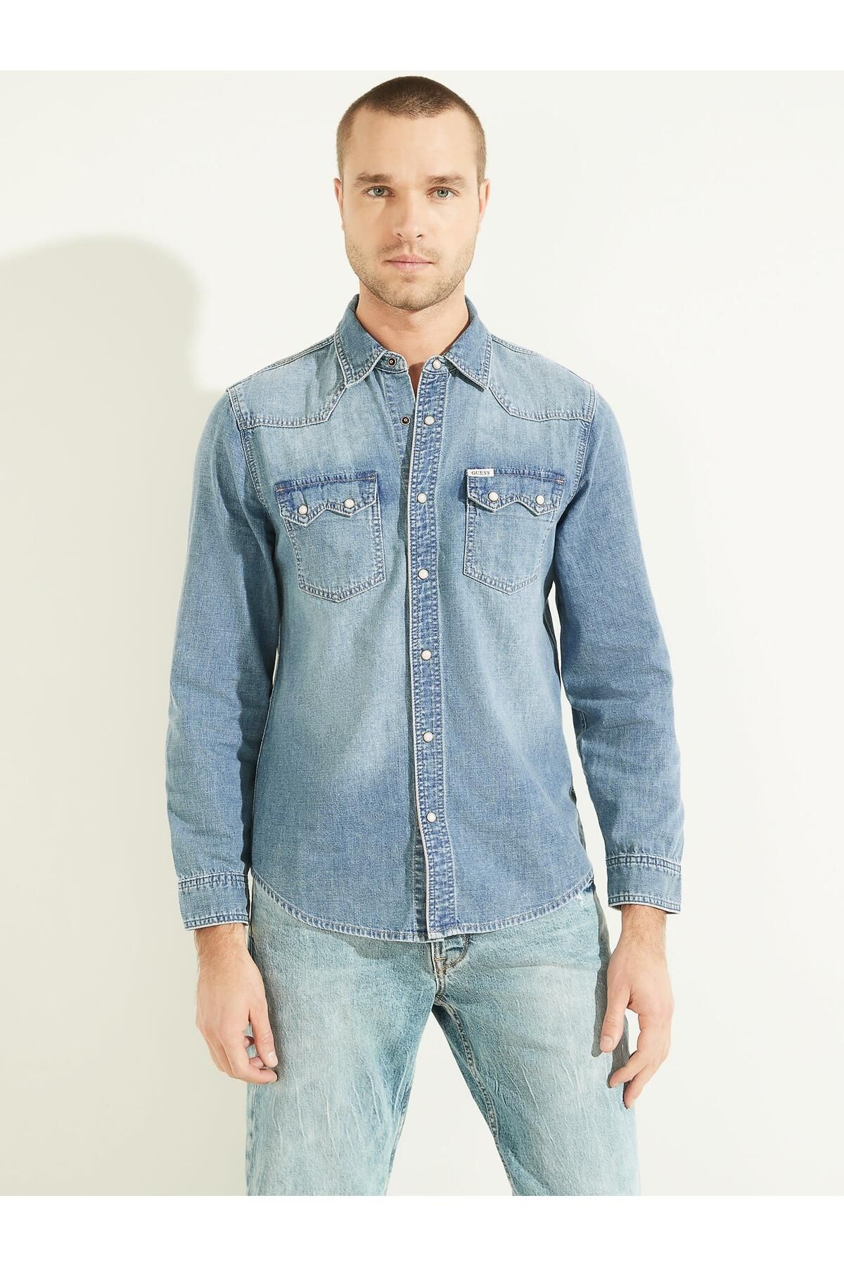 Guess L/S Regular Erkek Denim Gömlek