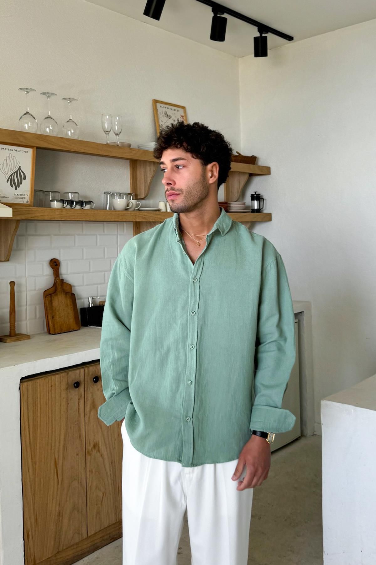 Flaw Wear Yeşil Basic Oversize Gömlek