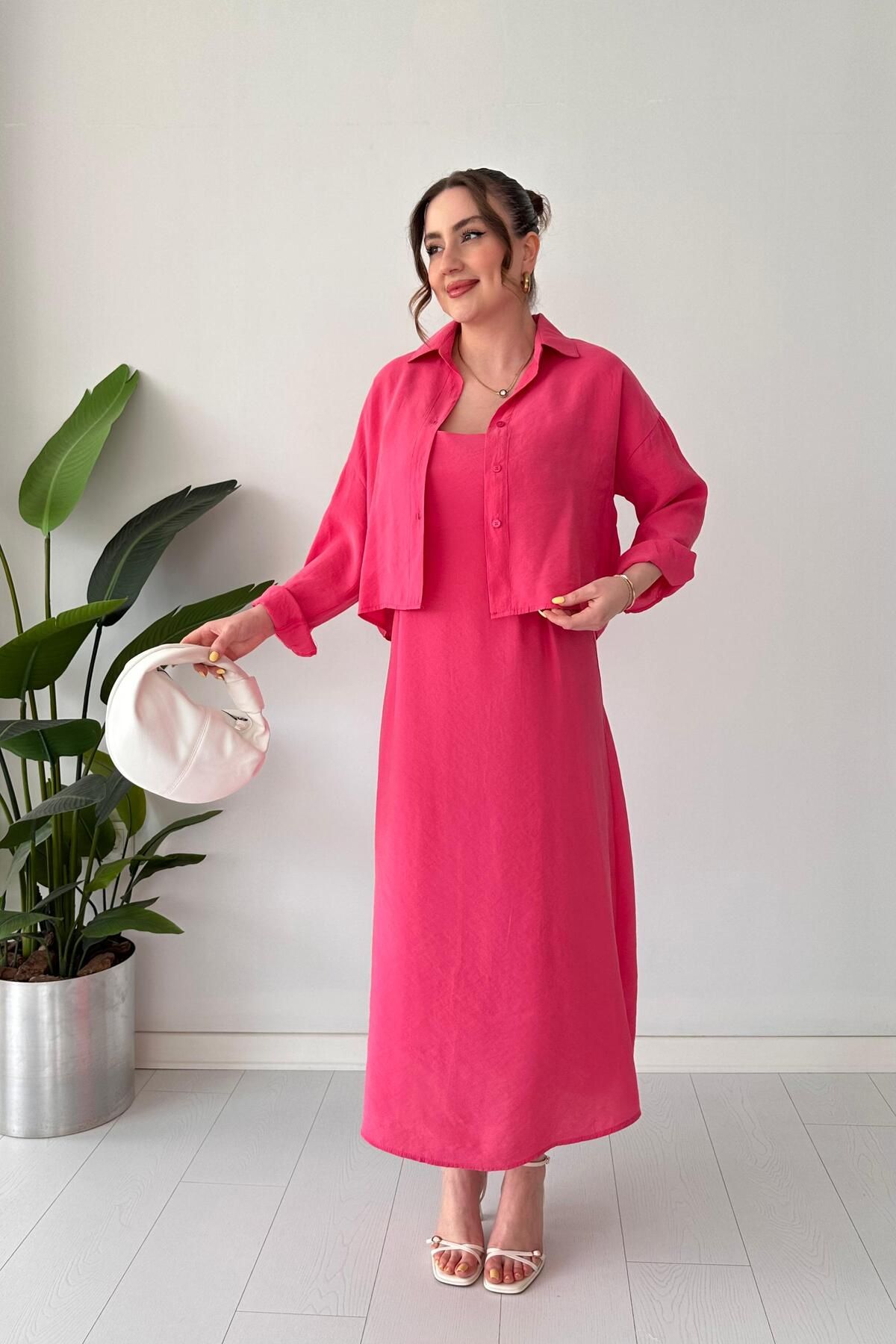 MaziButik Gömlek-Elbise Takım Pembe