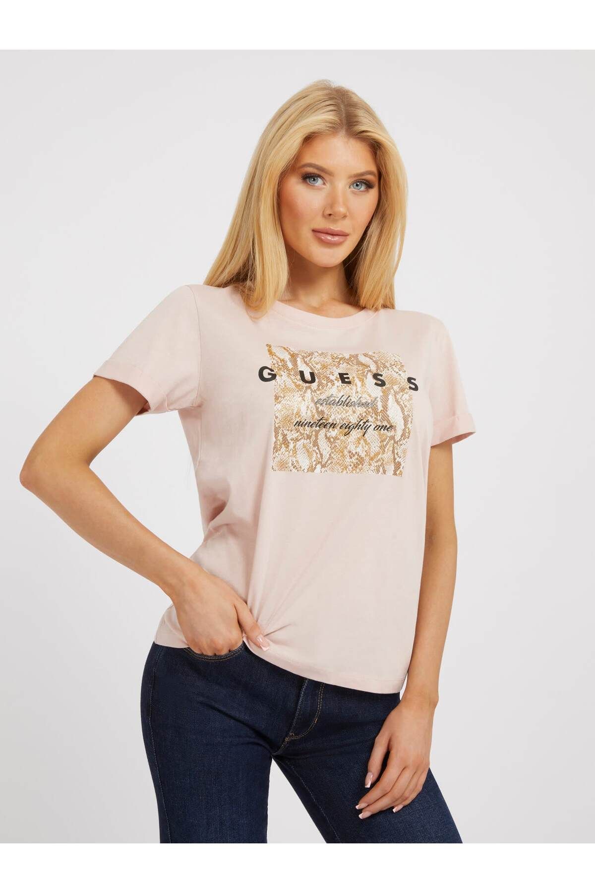 Guess Ss Rn Python Kadın Regular Fit T-Shirt