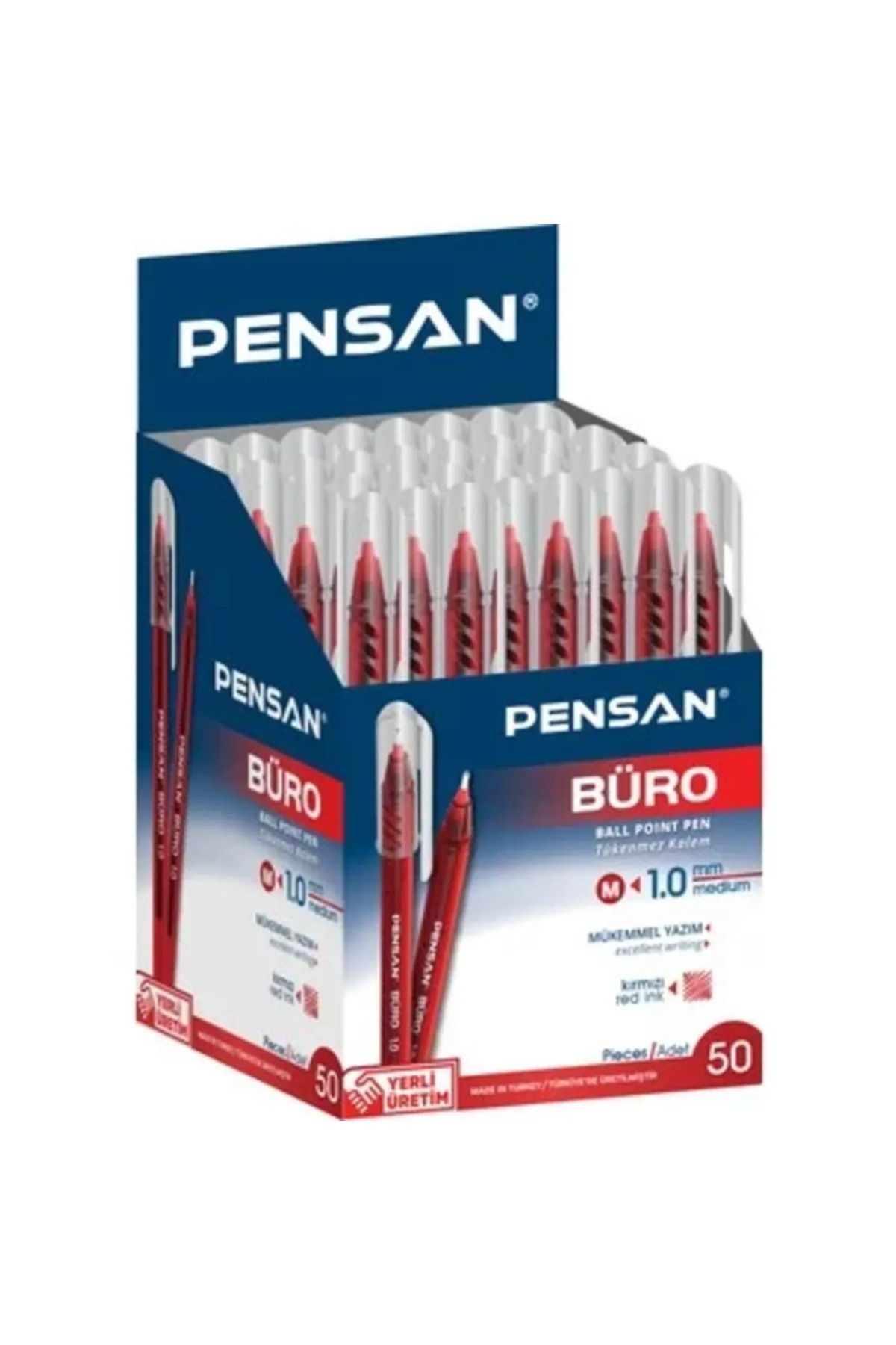 PRATİK SHOP Pensan Büro Tükenmez Kalem Kırmızı 1.0 Mm 2270 - 50’li
