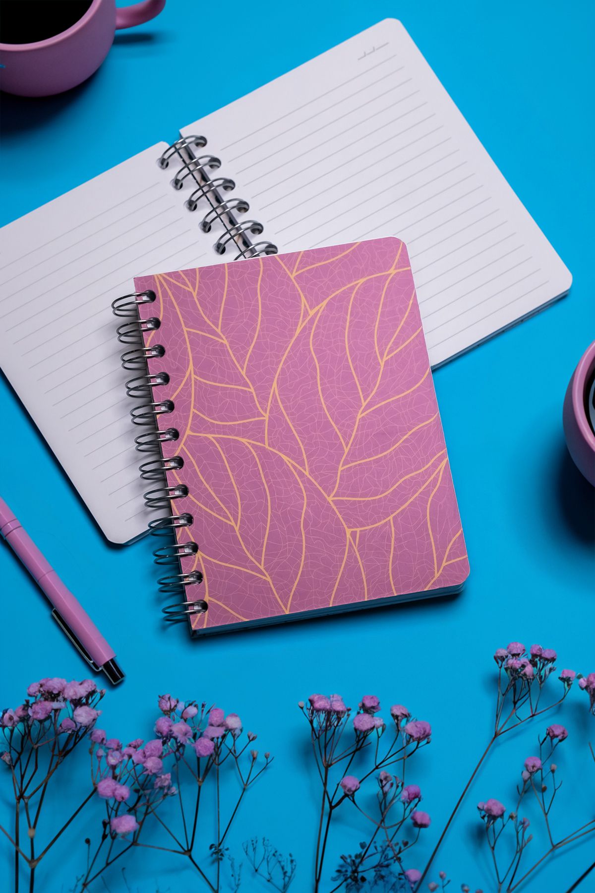 My Mia Art Fuşya Dal Spiralli Defter 12x17