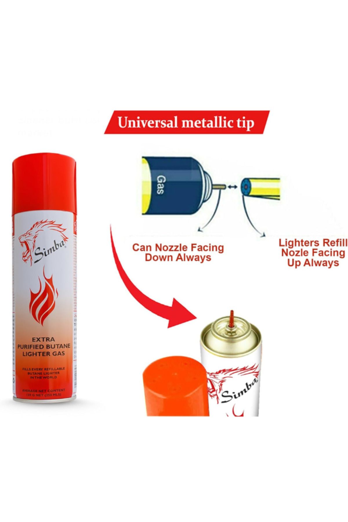 X TORBO-Extra Purified Butane Lighter Gas Refill with Multi Nozzle 250ML Gas Refill Lighter Refill 6