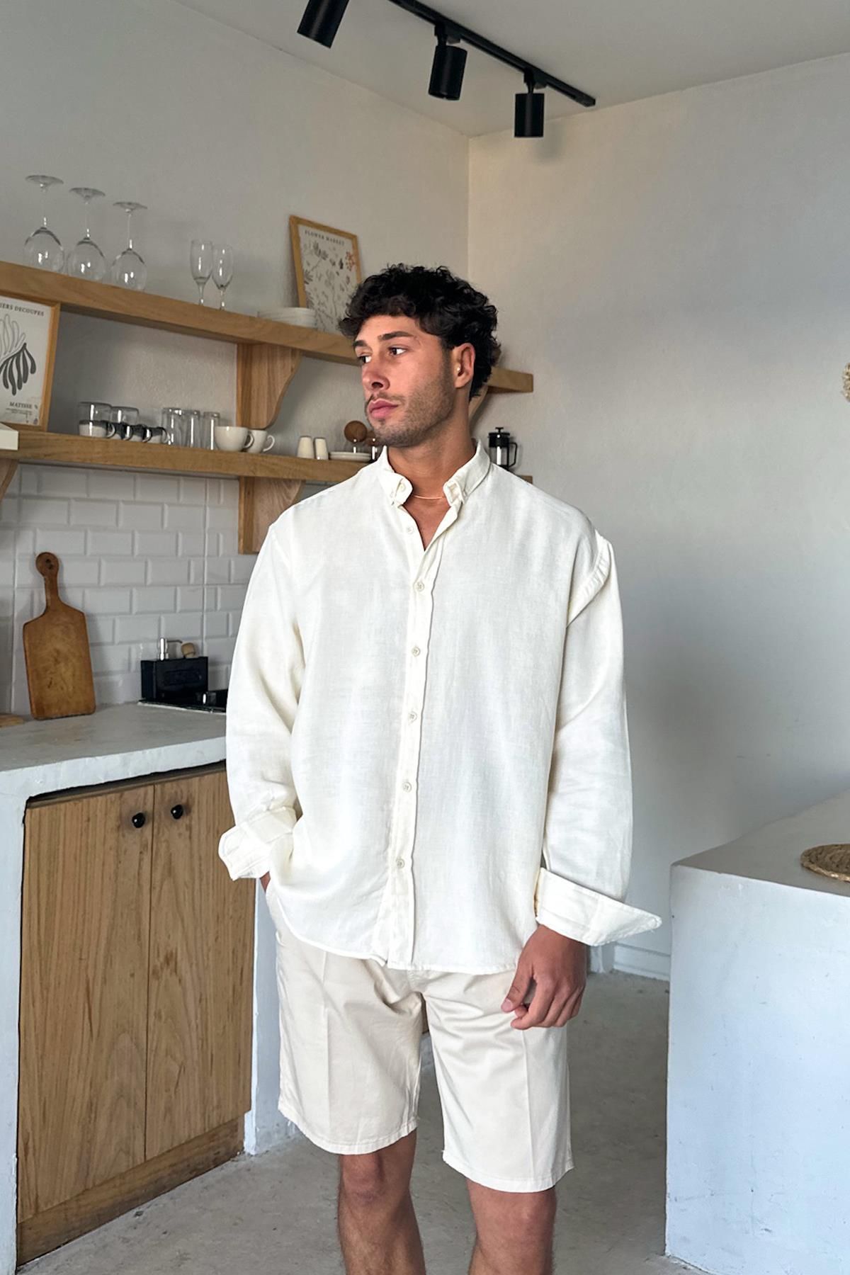 Flaw Wear Krem Basic Oversize Gömlek
