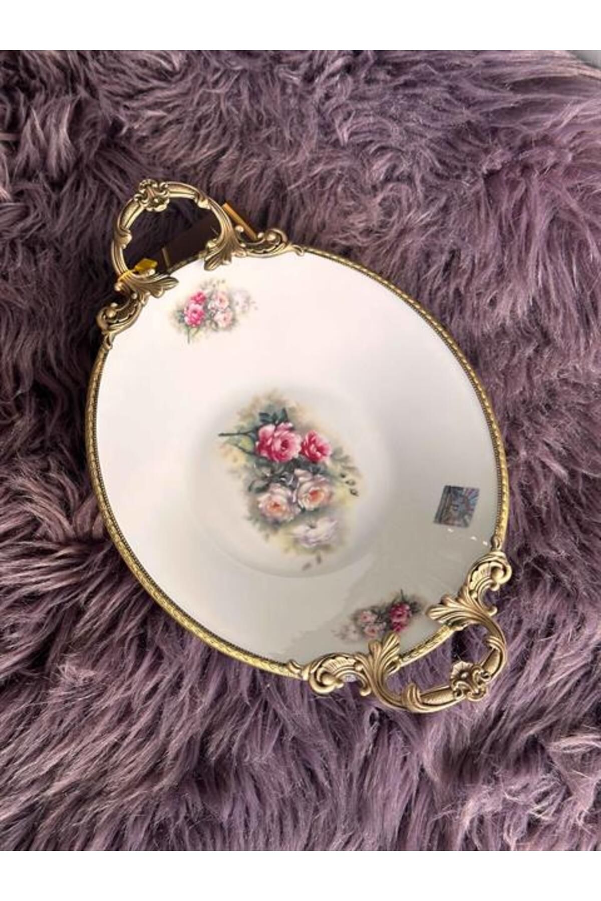ROSSEV Antique Kulplu Derin Oval Kase 29cm