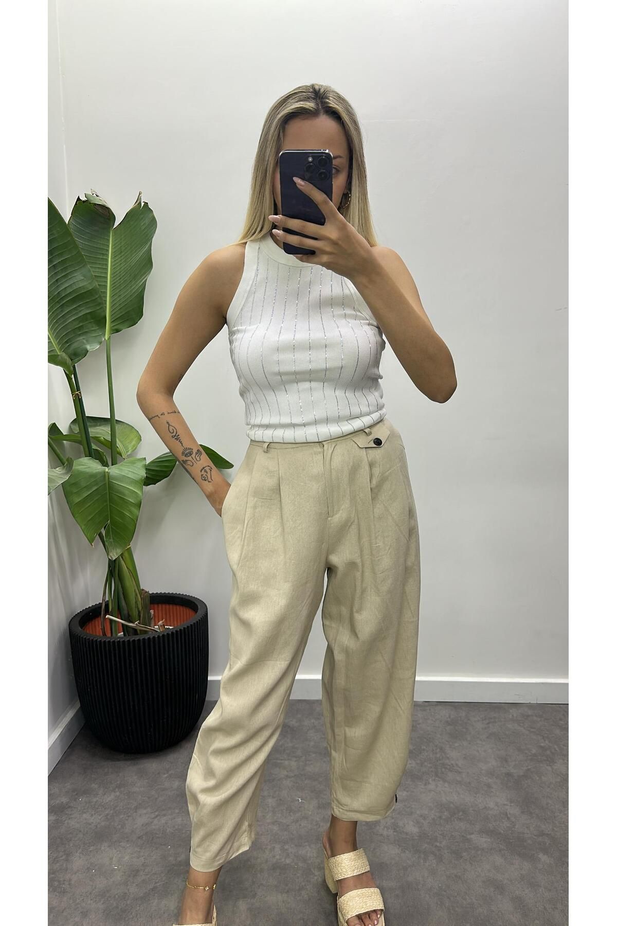 Acar Boutique Ham Keten Pantolon