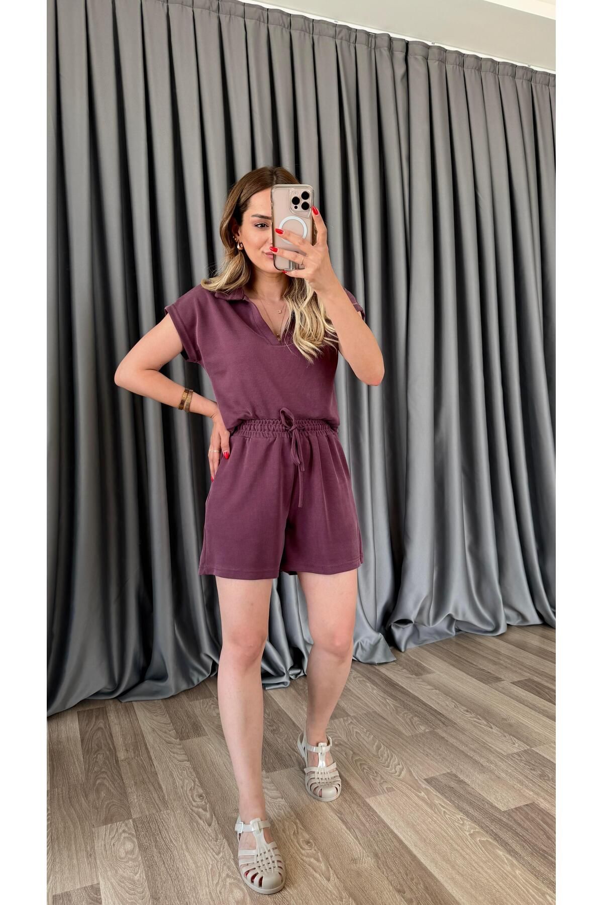 pelin yıldız butik Chicago Polo Yaka Kısa Şortlu Takım