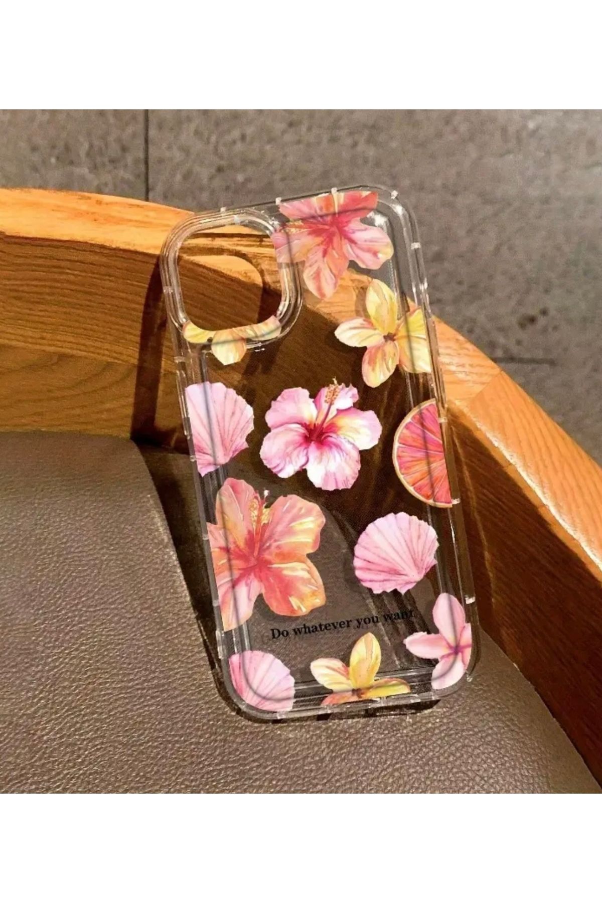SEM STORE İPHONE 15 PRO UYUMLU ÇİÇEK DESENLİ ŞEFFAF SİLİKON KILIF