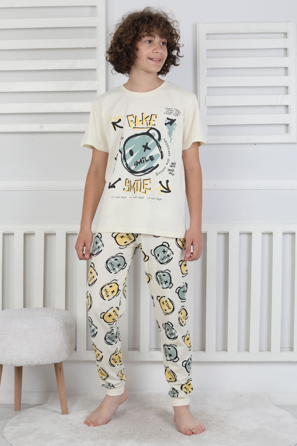 zuzunga Çizgi Ayı Desenli Erkek Çocuk Pijama Takımı fotoğrafı 4 (önizleme)
