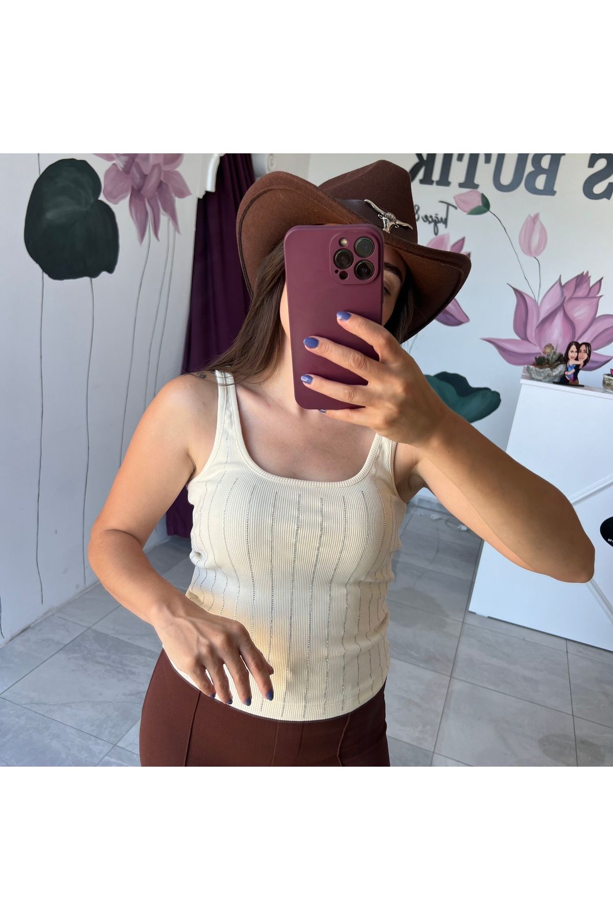 ModaLotus Kadın Sıra Taşlı İnce Askılı Atlet Body