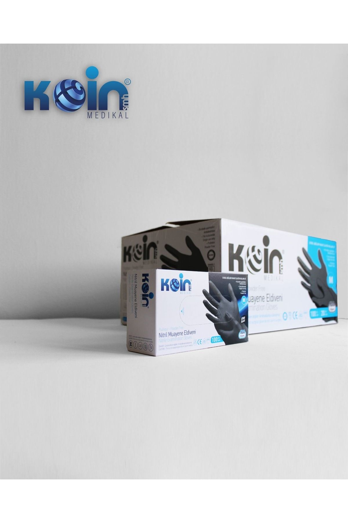 KOİN Siyah Nitril Pudrasız Eldiven M Beden 20 Paket 2000 Adet