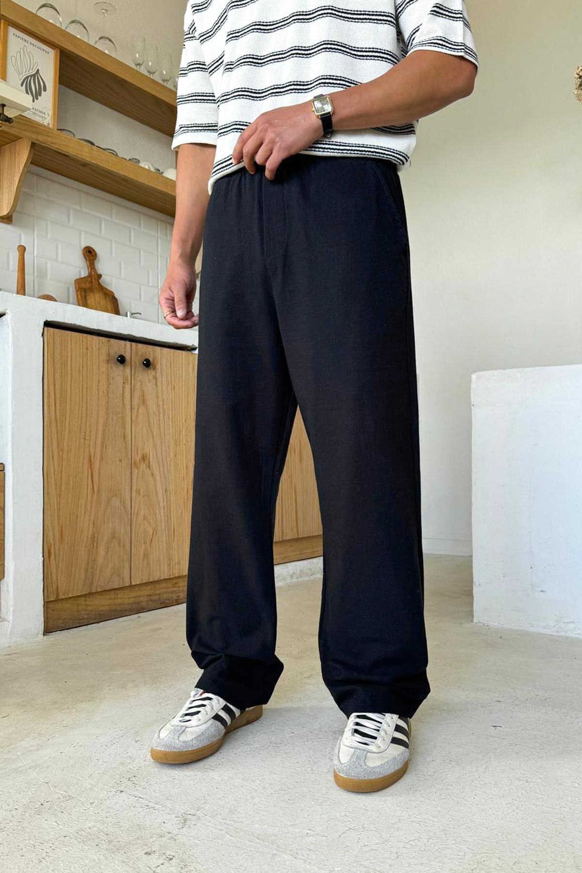 Flaw Wear Lacivert Bel Lastikli Regular Pantolon