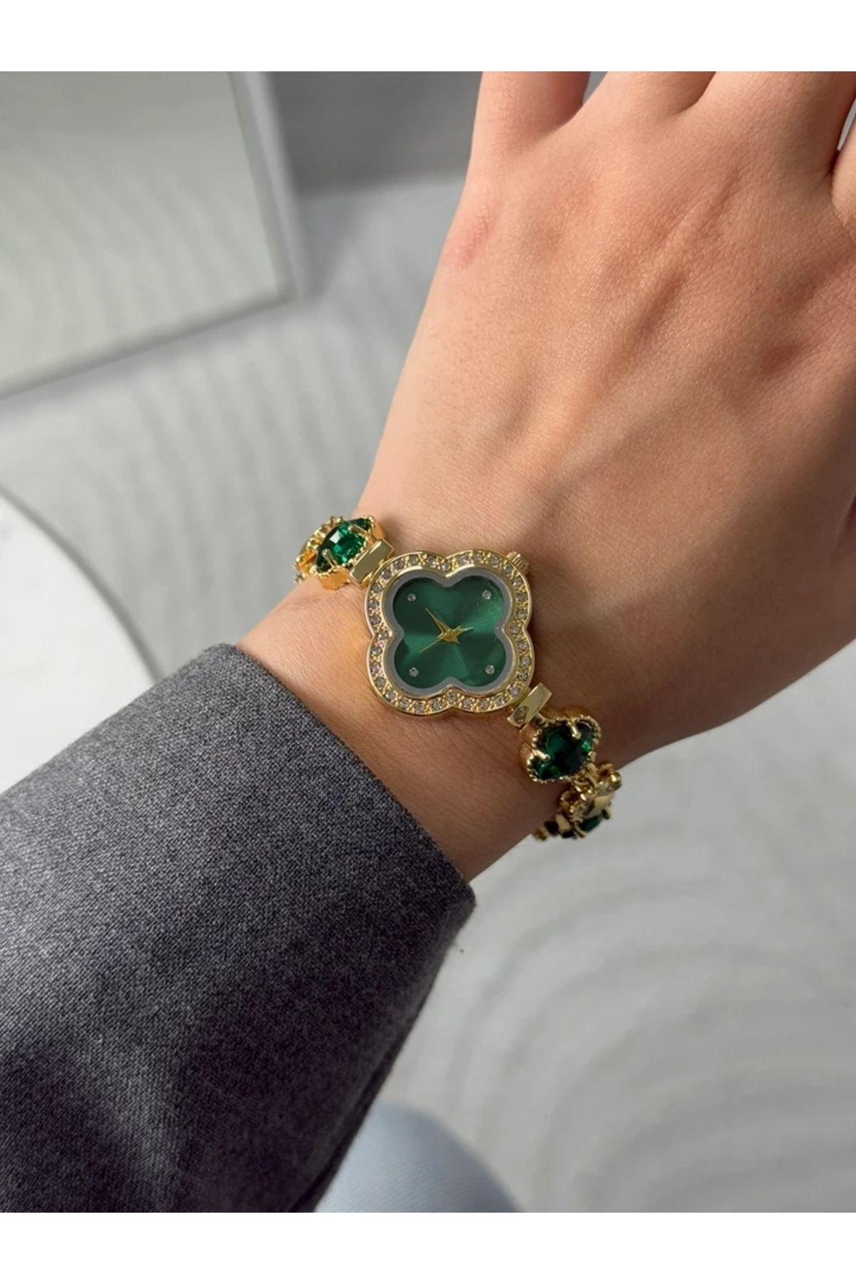 RoseandRoses Yonca VC Model Yeni Sezon Kadın Kol Saati Gold Yeşil