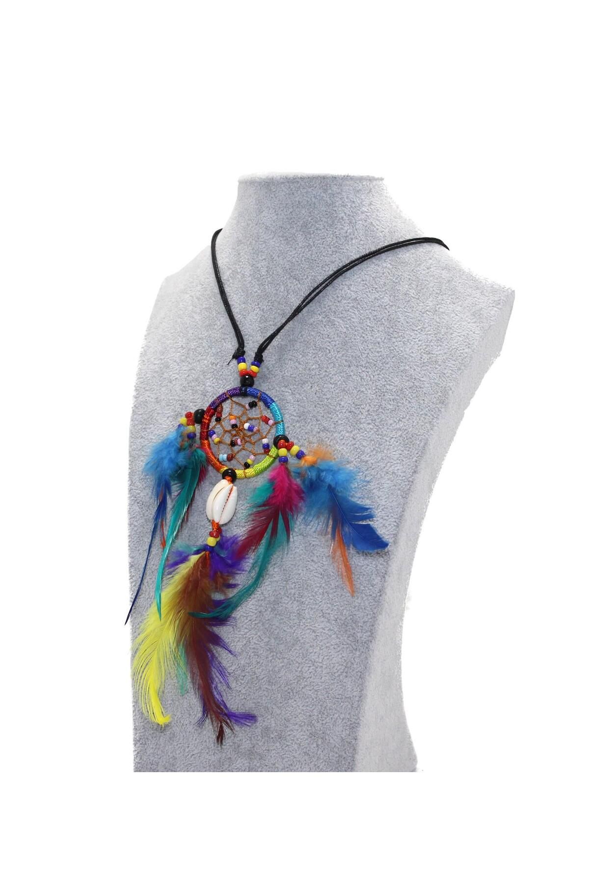 Qirora Kolyeli Düş Kapanı Dreamcatcher Rüyakapanı Dekoratif Hediyelik