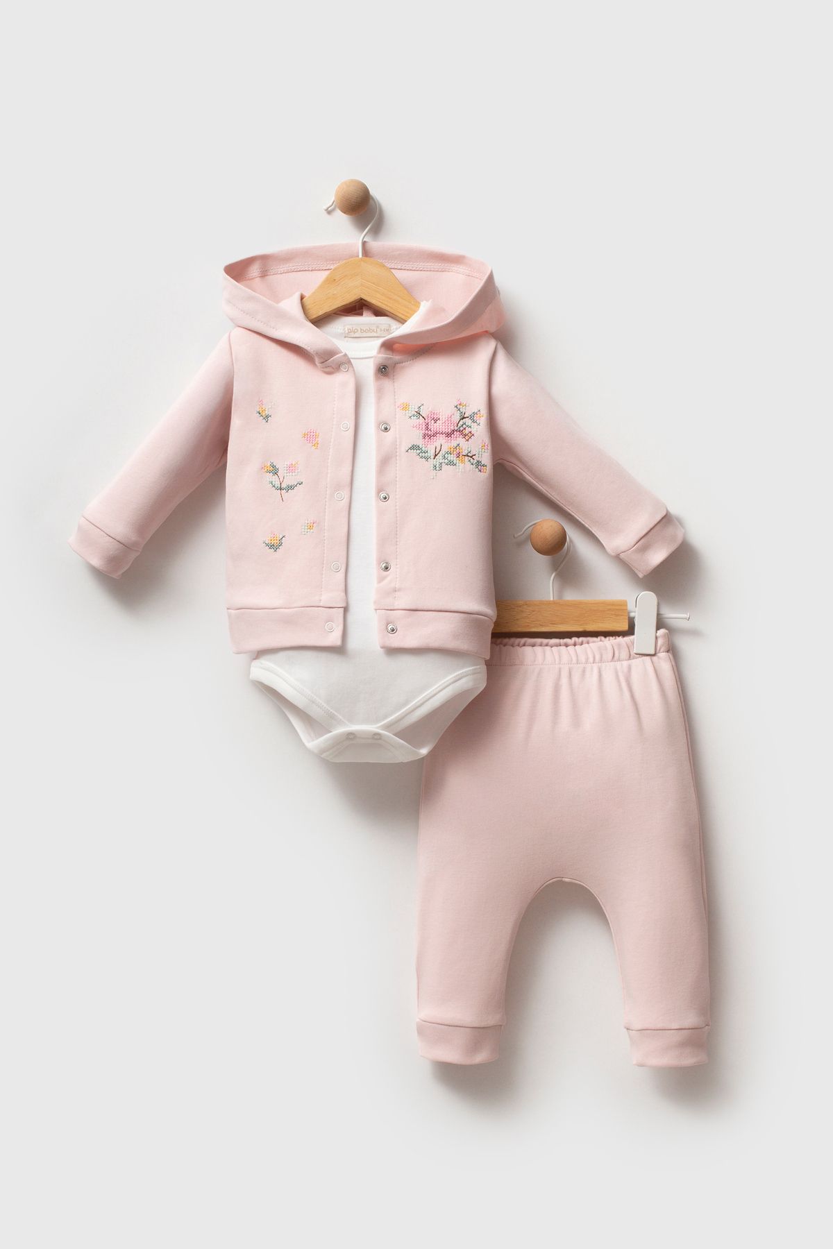 Bip Baby Kanaviçe Nakışlı Badili Üçlü Takım