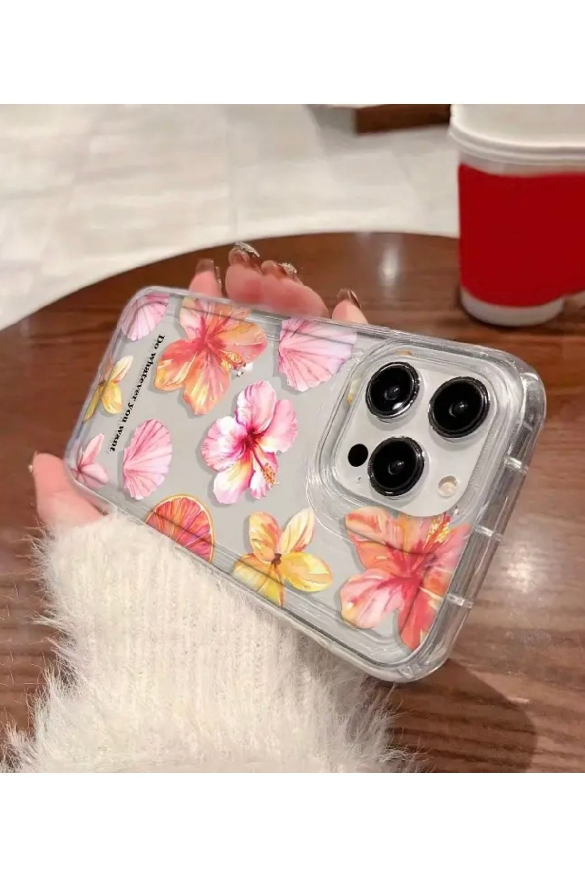 SEM STORE İPHONE 16 PRO UYUMLU ÇİÇEK DESENLİ ŞEFFAF SİLİKON KILIF