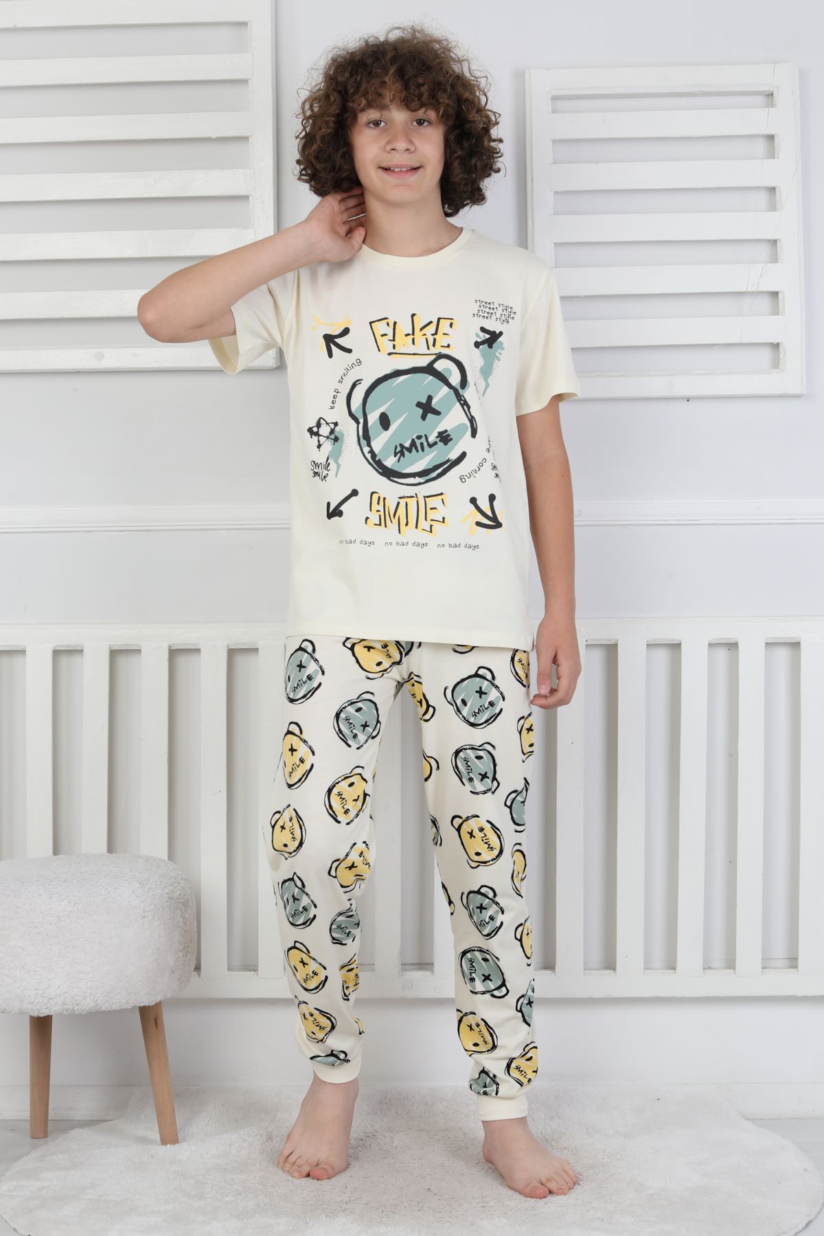 zuzunga Çizgi Ayı Desenli Erkek Çocuk Pijama Takımı fotoğrafı 6 (önizleme)