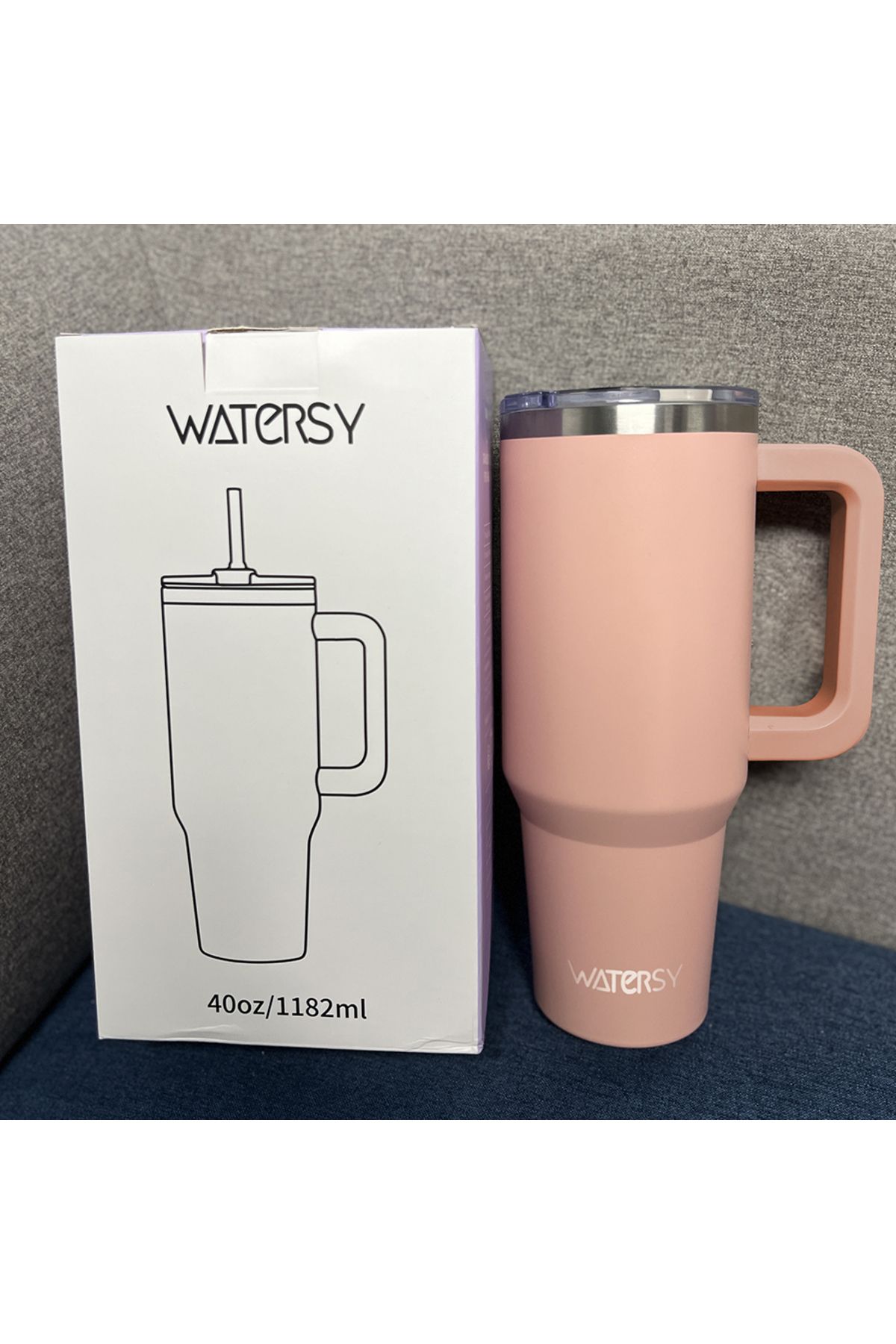 Choice9-1182ml hotpink 891/1182ml Insulated Mug With Handle And Straw Large Capacity 40oz Tumbler Stainless 1