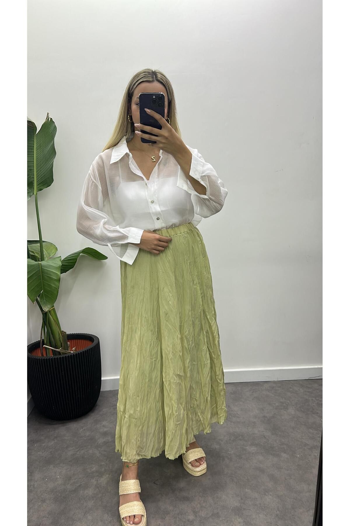 Acar Boutique Kırışık Lüks Kalite Etek