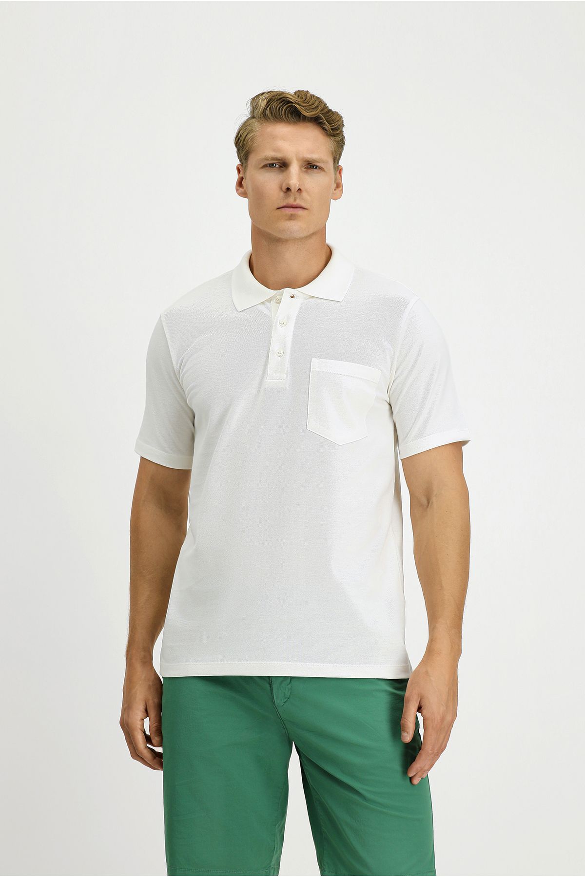 Kiğılı Slim Fit Dar Kesim Pamuk Cepli Polo Yaka Tişört