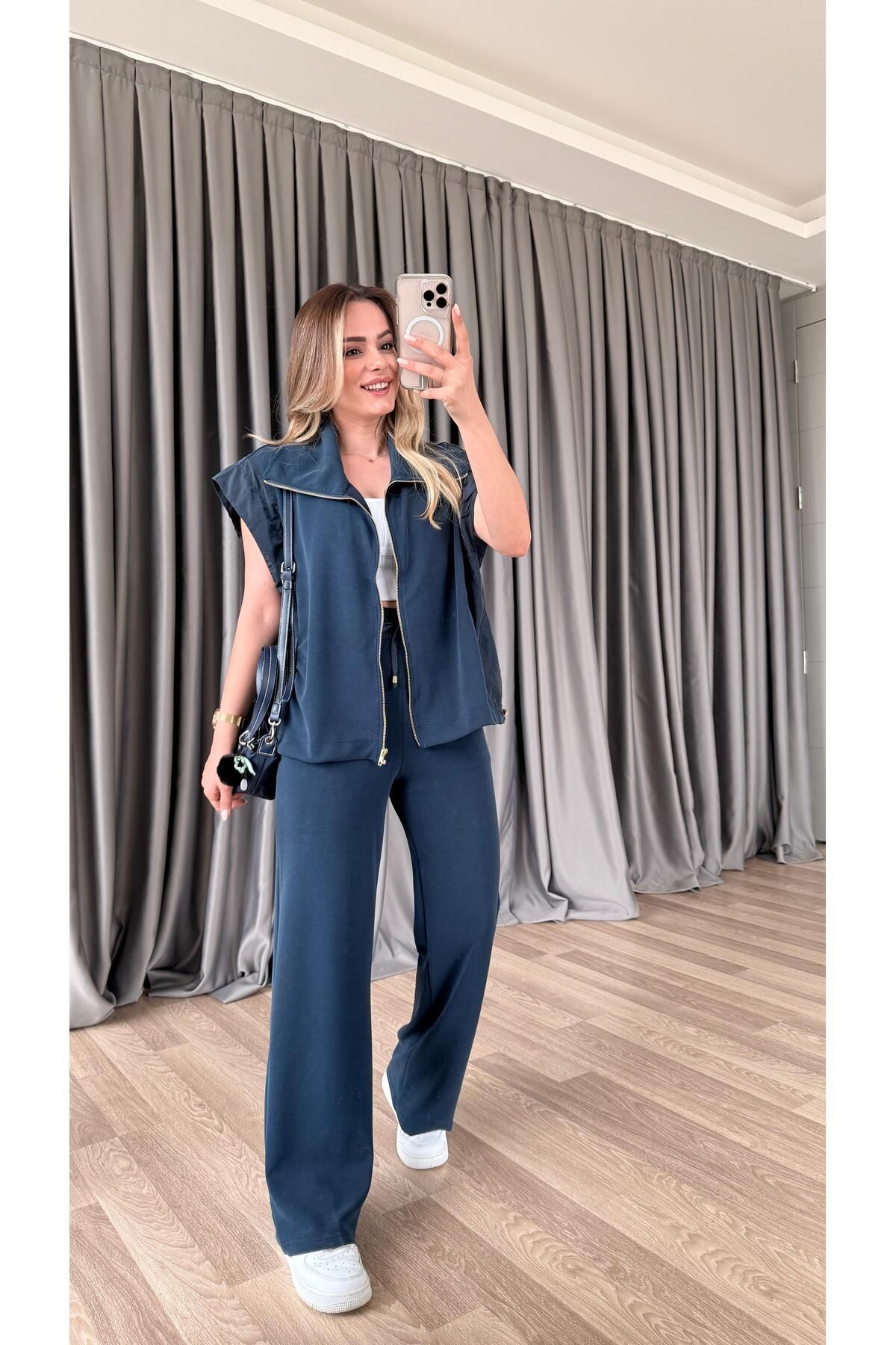 pelin yıldız butik Hazel Fermuarlı Yelek Pantolon Takım