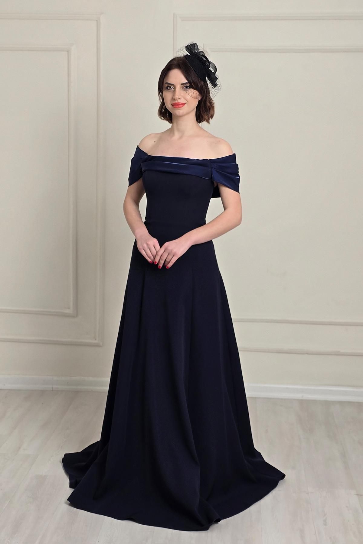 Yonca Moda Evi Lacivert Degajeli Abiye 8316