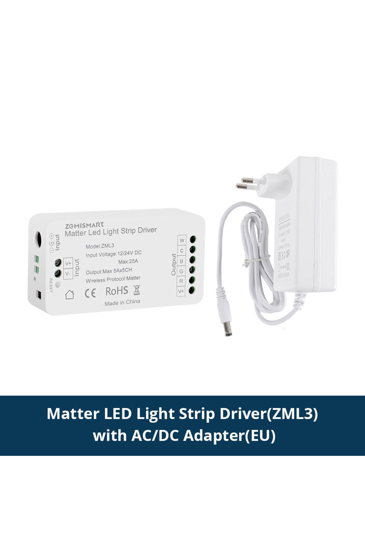 Choice-ZML3 with EU Plug Matter Over WiFi LED Strip Light Controller RGBCW Smart Led Driver Works with Home 1
