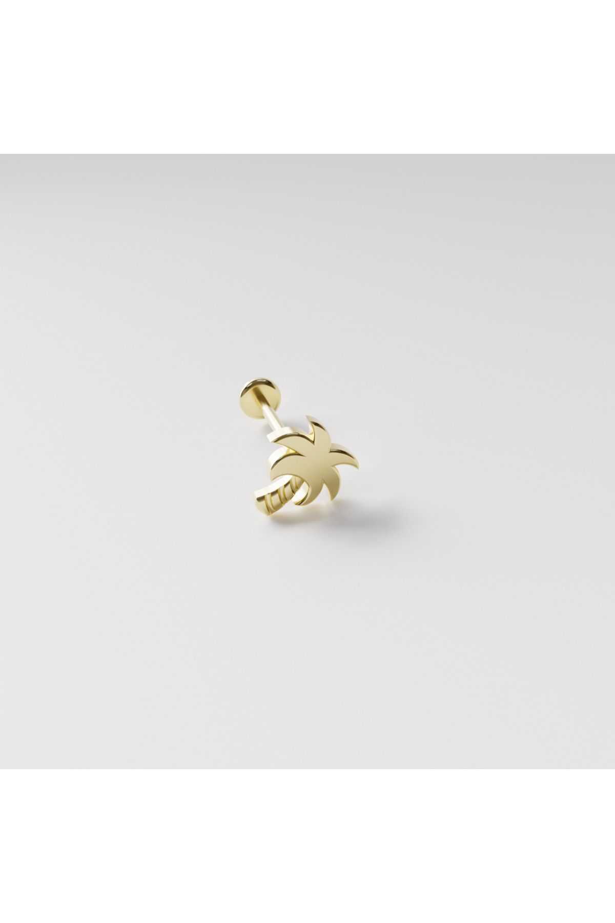 DesignbyKairos 14 Ayar Altın Palmiye Ağacı Piercing /Tragus, Helix