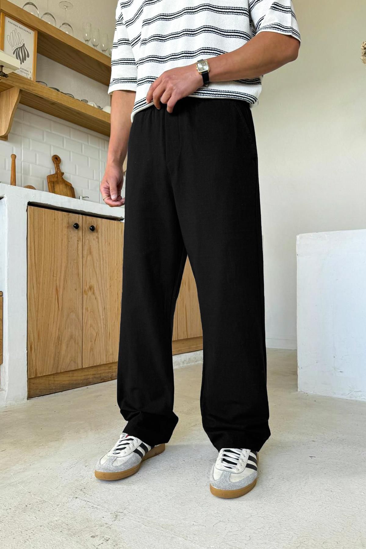 Flaw Wear Siyah Bel Lastikli Regular Pantolon