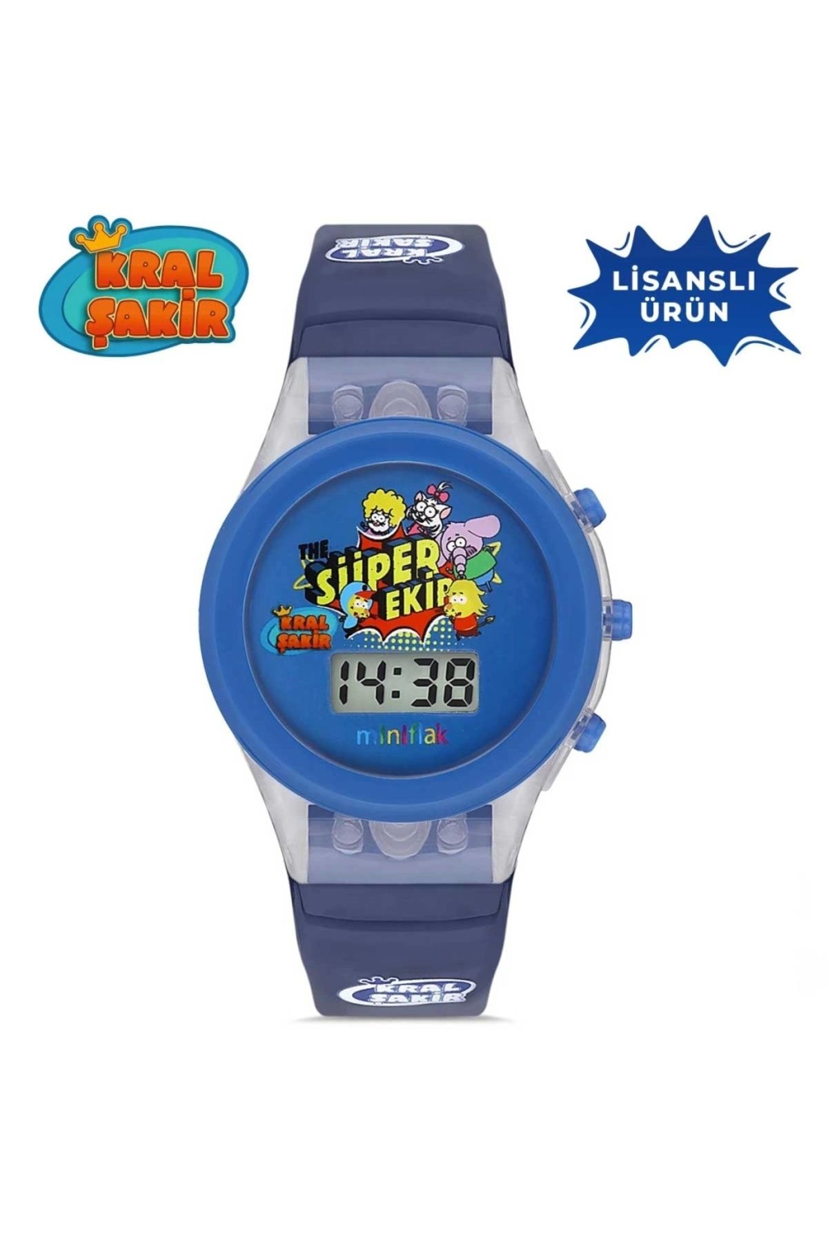 OurStyles MiniFlak Lisanslı Kral Şakir KS7210 Mavi Işıklı Çocuk Kol Saati