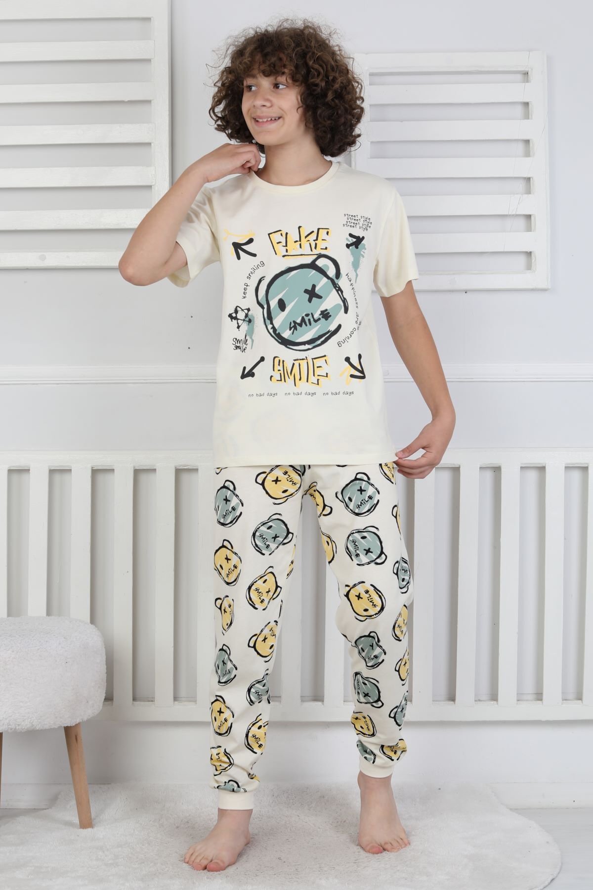 zuzunga Çizgi Ayı Desenli Erkek Çocuk Pijama Takımı fotoğrafı 2 (önizleme)