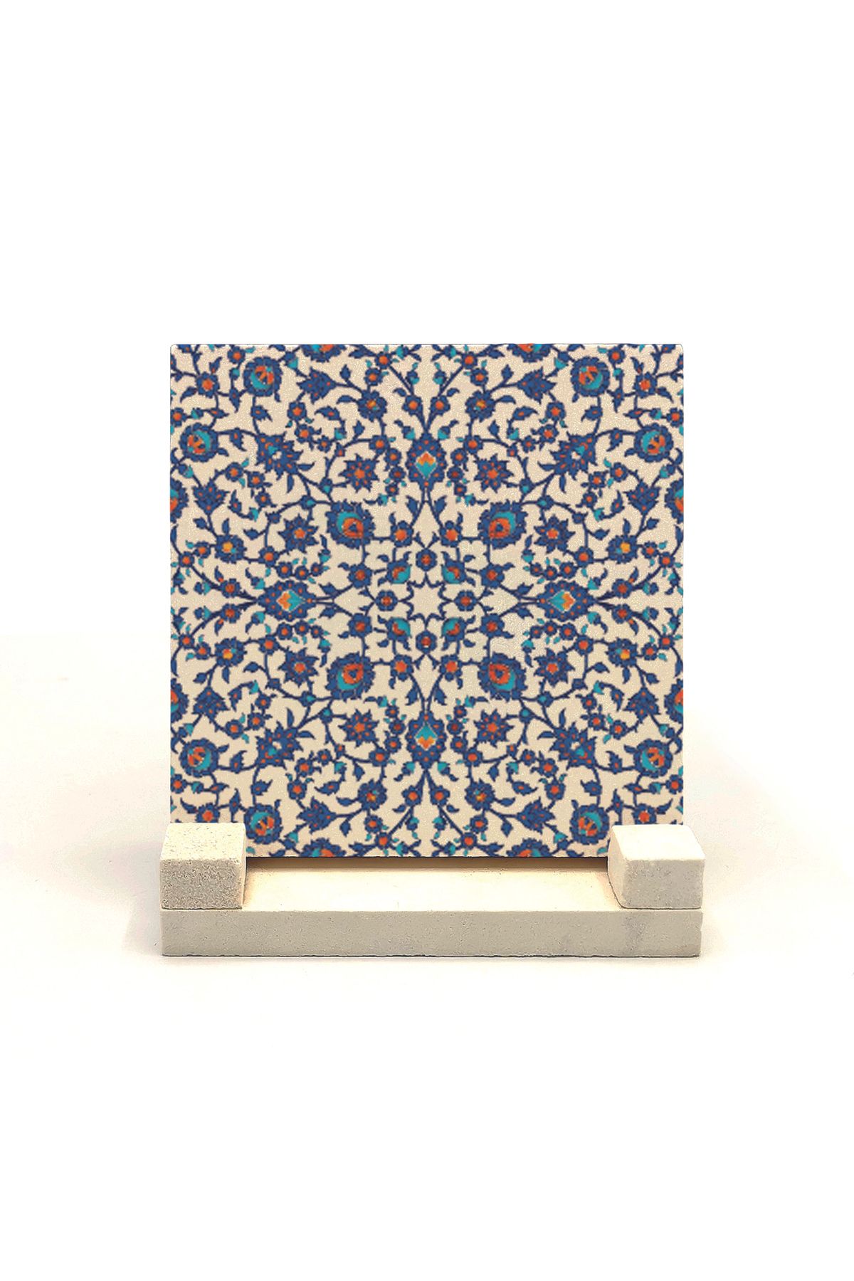 Souvenest Osmanlı Çinisi Baskılı Doğaltaş Masaüstlük 10x10 Kd-63